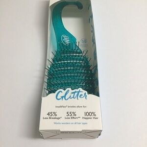 Wet Brush Shower Detangler GREEN GLITTER IntelliFlex Bristles Hanger Beach NEW